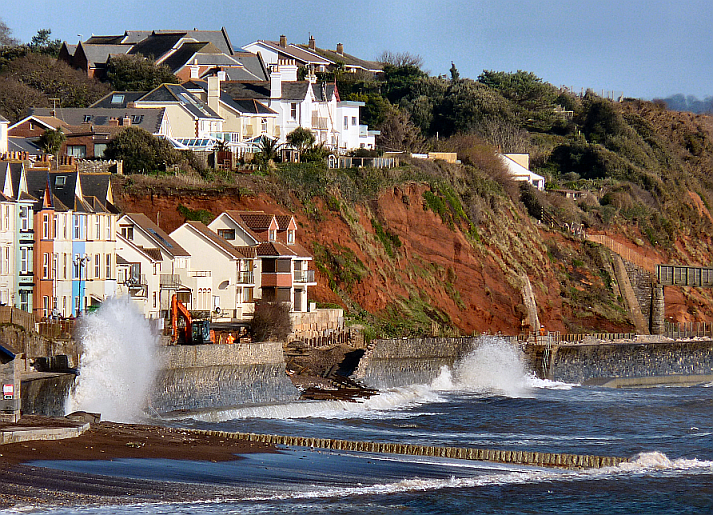 SOuth Devon Sea wall breach
